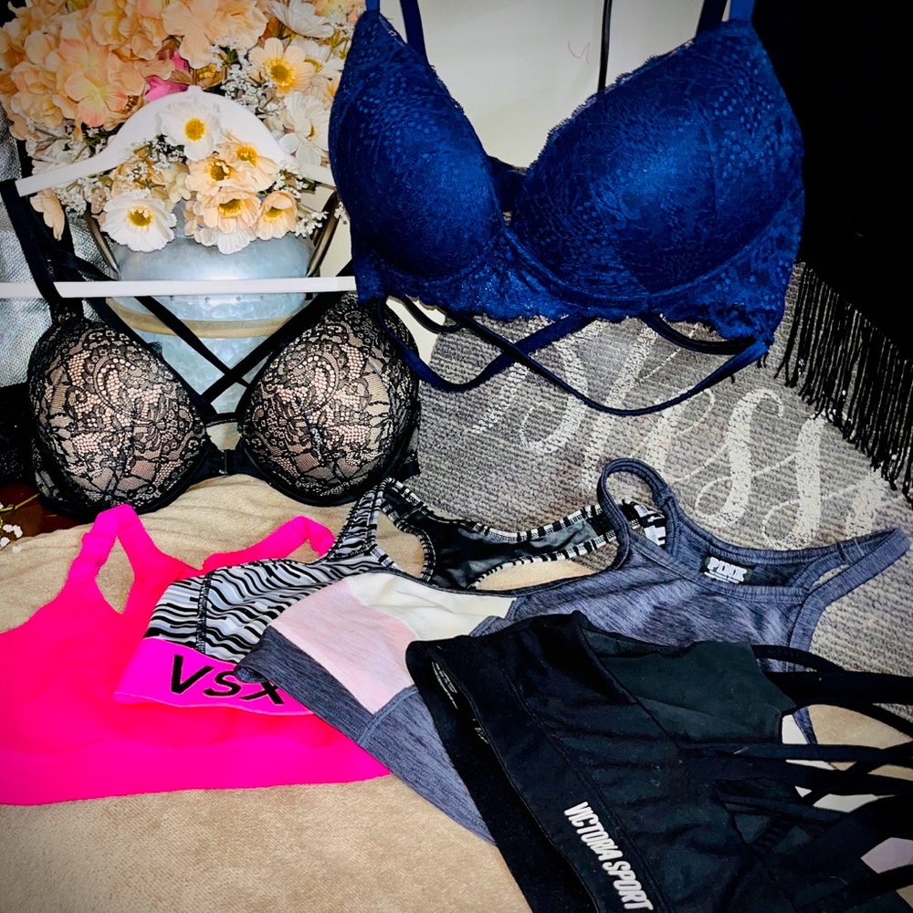 SALE! Women’s Victoria's Secret Bras | 2 Push-up Sz 36D | 3 Sports Bras Sz M / L